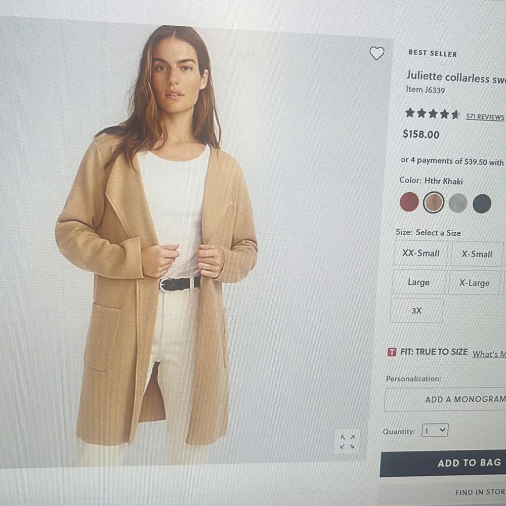 Jcrew Juliette collarless sweater blazer linen blend